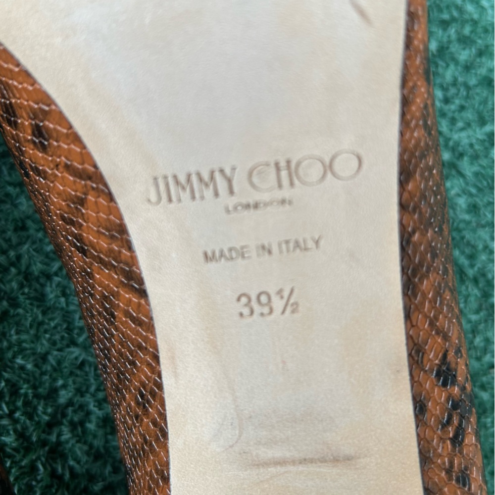 Jimmy Choo Marcela Snake Print Heel Leather Brown Black 39.5 - Picture 9 of 14